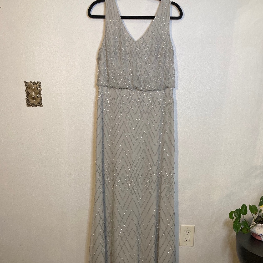 BHLDN Blaise chevron beaded sequin embellished sleeveless long cocktail dress